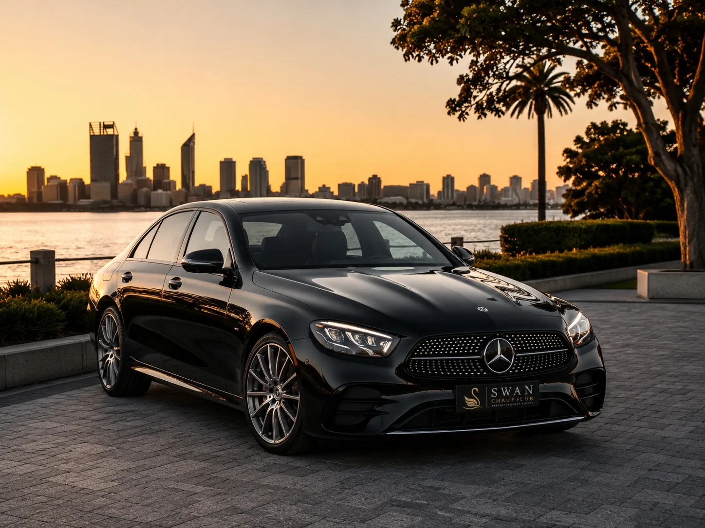 Mercedes-Benz E-Class chauffeur car Perth, exterior view