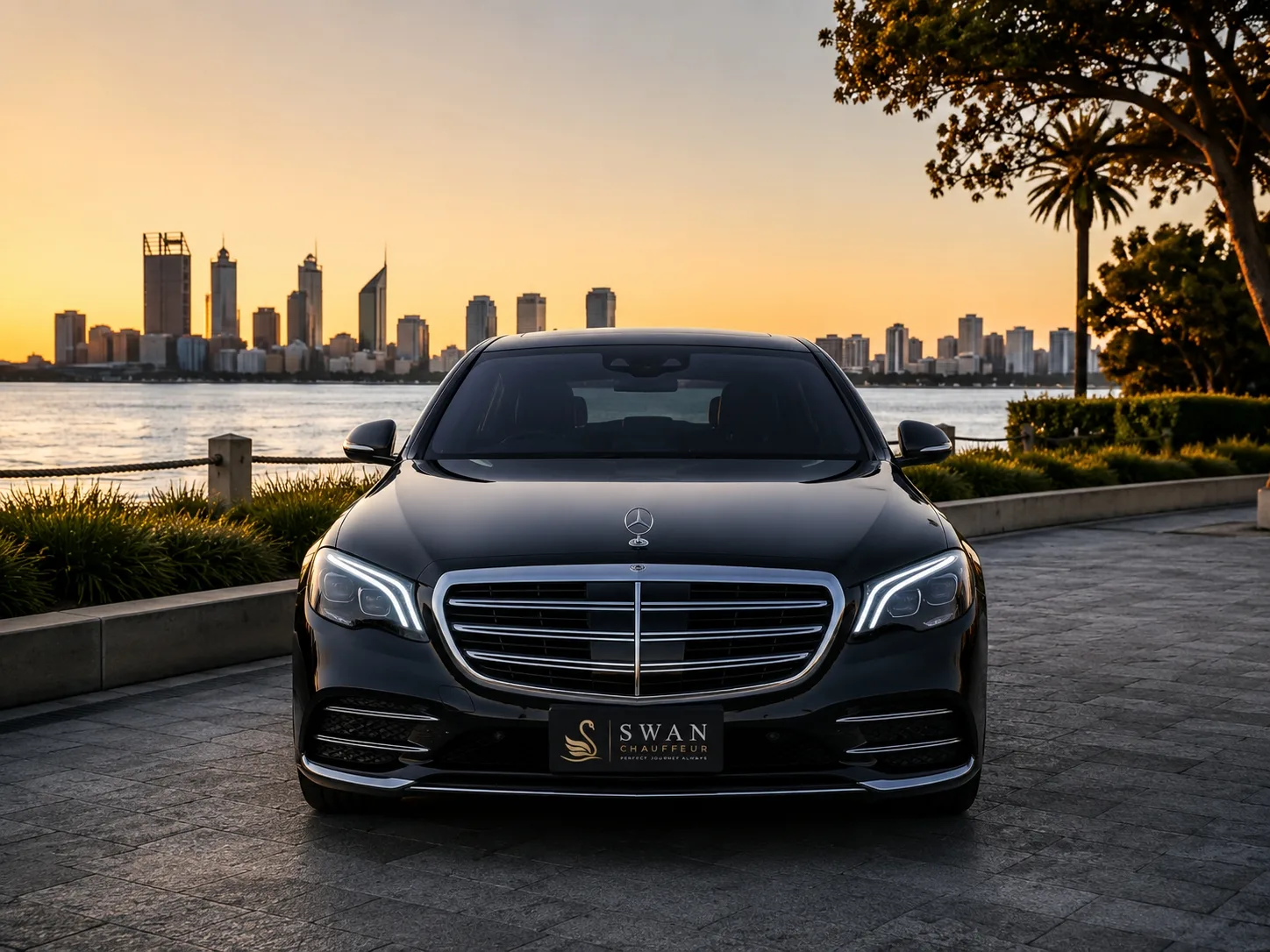 Mercedes-Benz S-Class chauffeur car Perth, exterior view