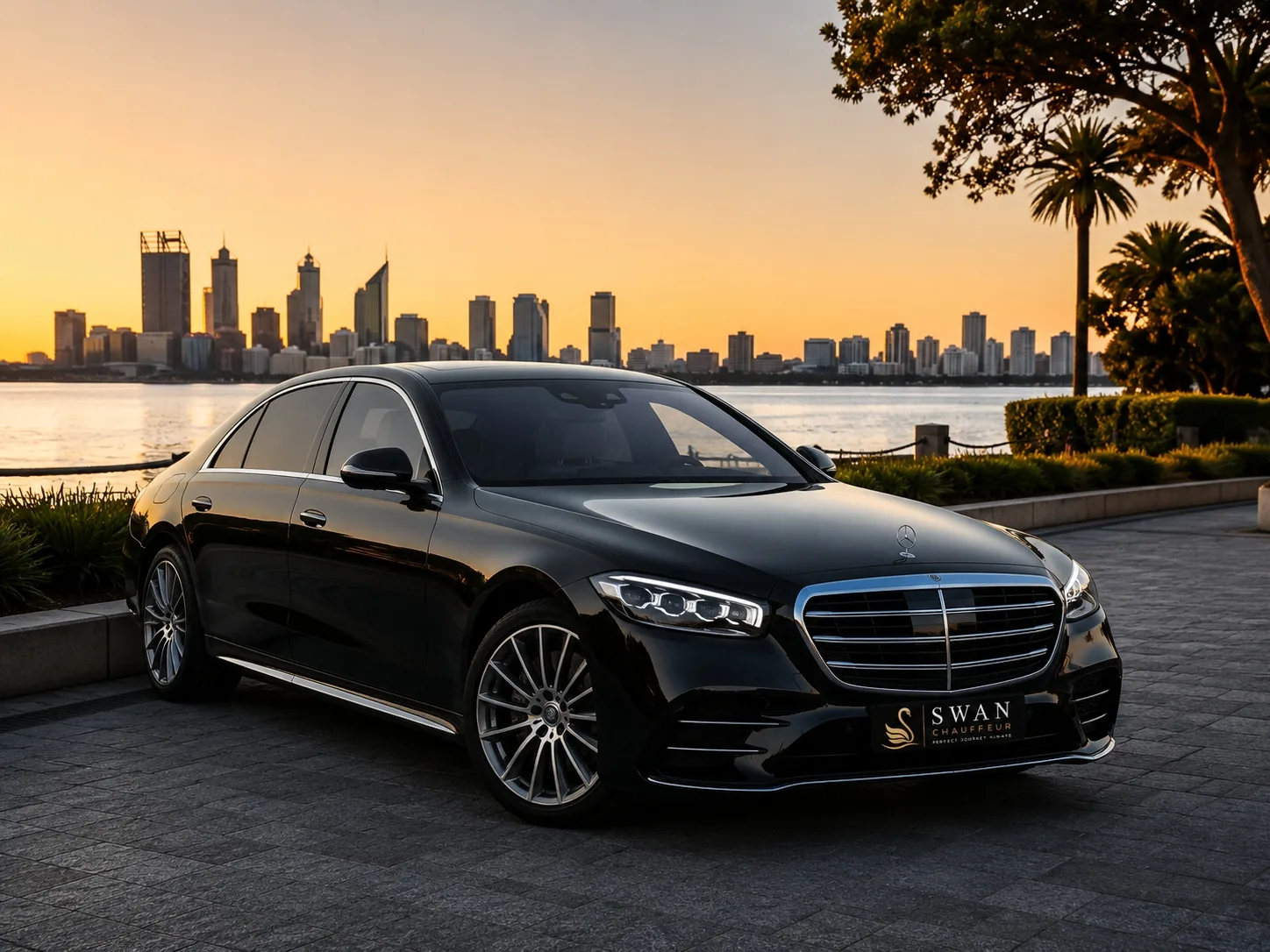Mercedes-Benz S-Class chauffeur car Perth, exterior view