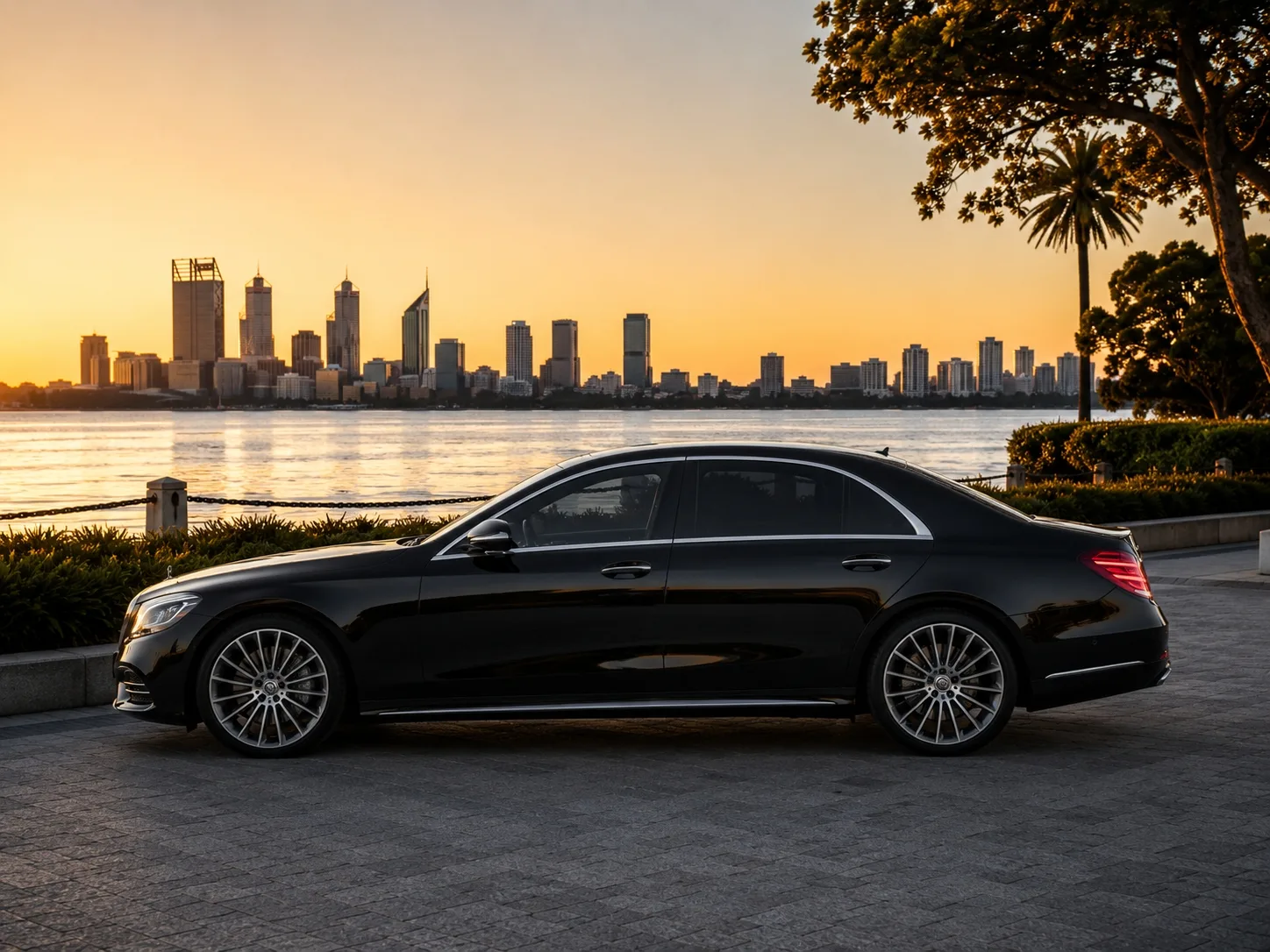 Mercedes-Benz S-Class chauffeur car Perth, exterior view