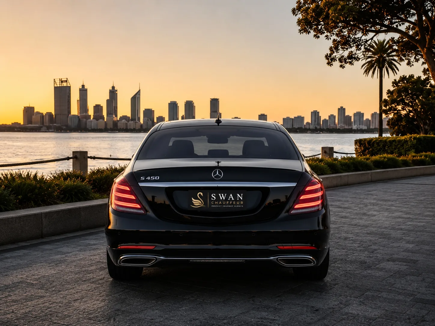 Mercedes-Benz S-Class chauffeur car Perth, exterior view