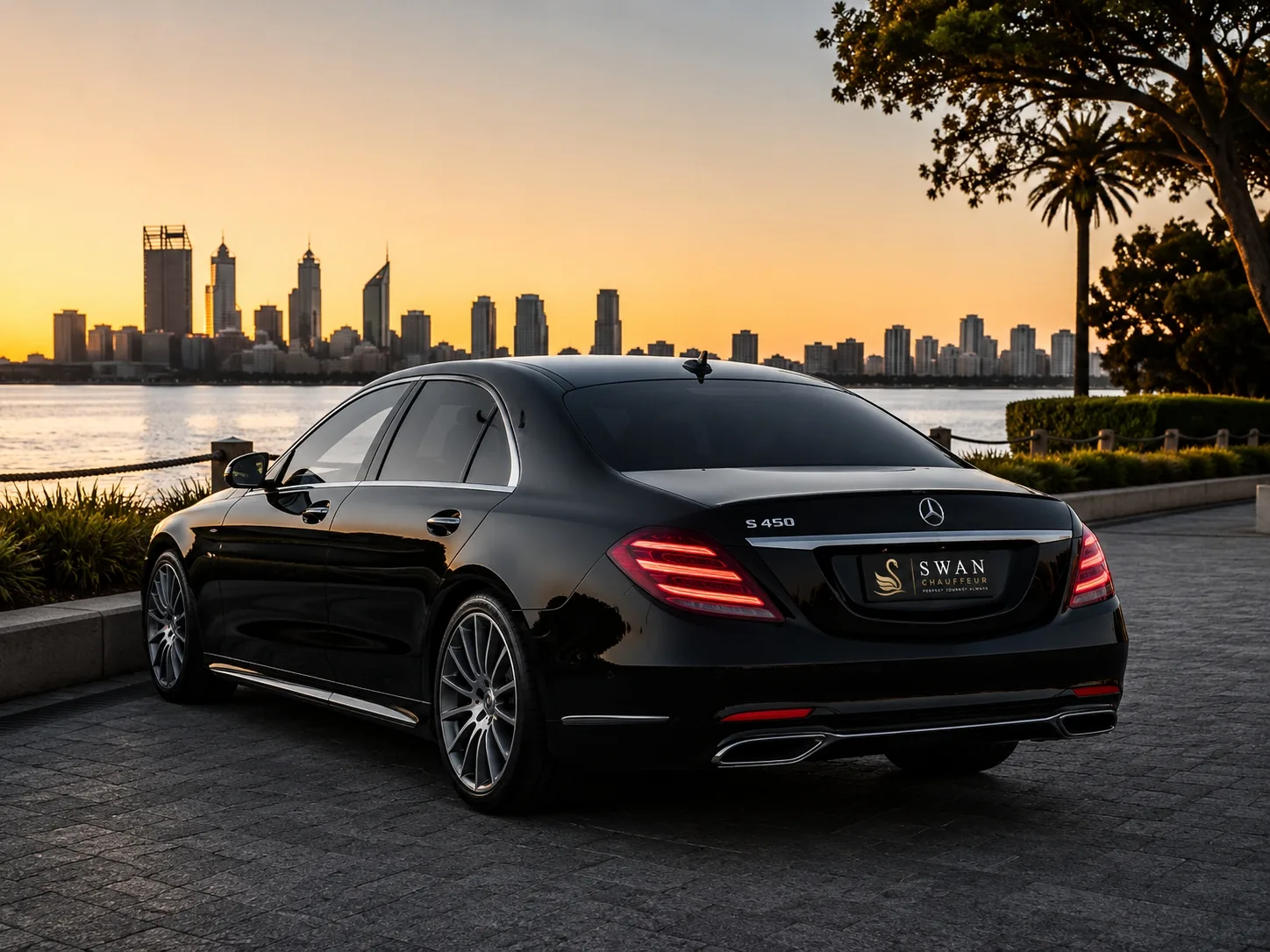 Mercedes-Benz S-Class chauffeur car Perth, exterior view
