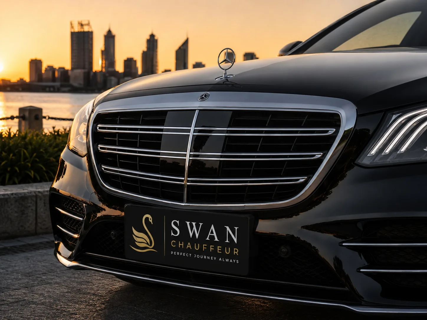 Mercedes-Benz S-Class chauffeur car Perth, exterior view