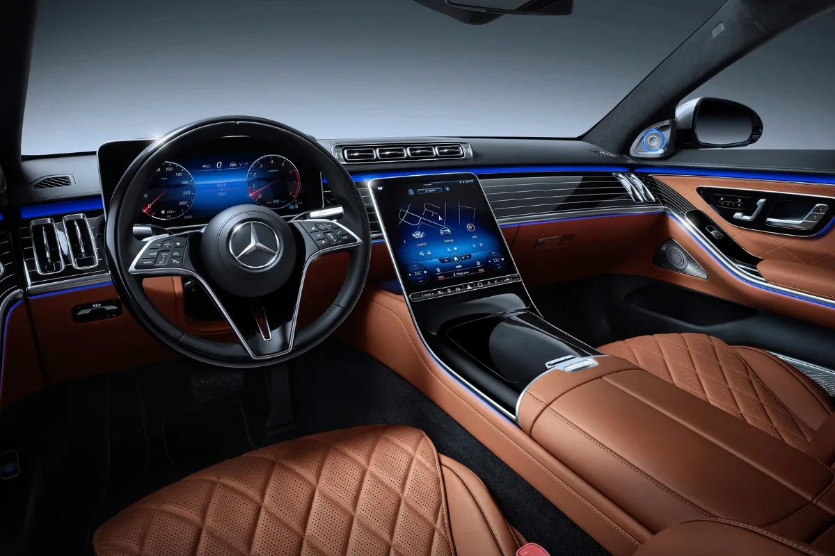 Mercedes-Benz S-Class chauffeur car Perth, interior view