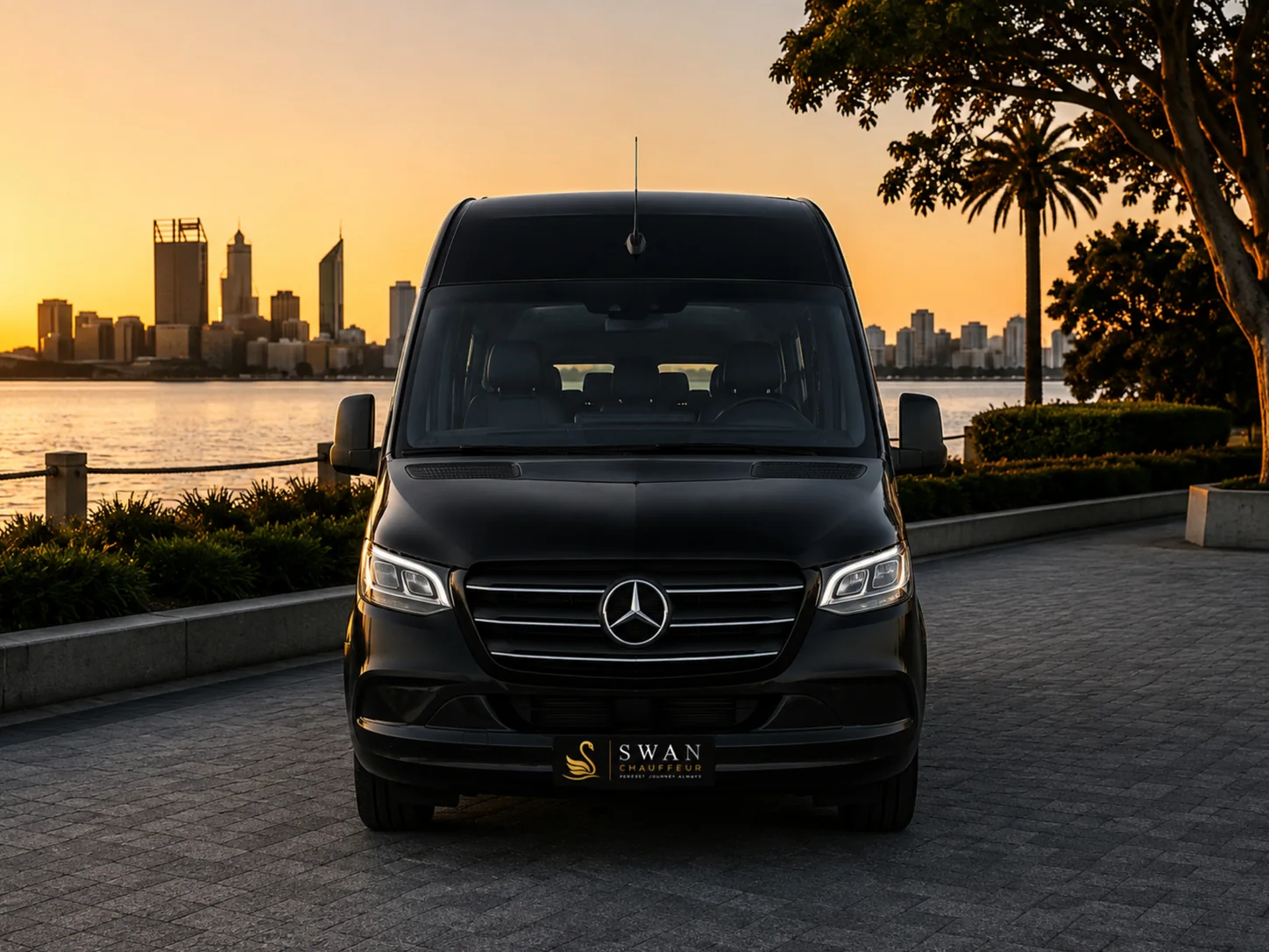 Mercedes-Benz Sprinter chauffeur car Perth, exterior view