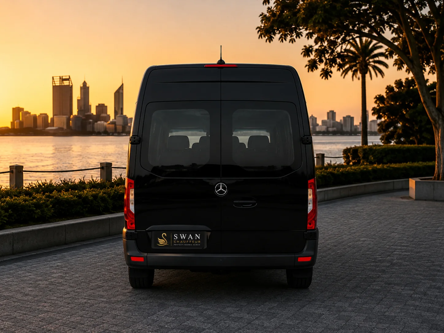 Mercedes-Benz Sprinter chauffeur car Perth, exterior view