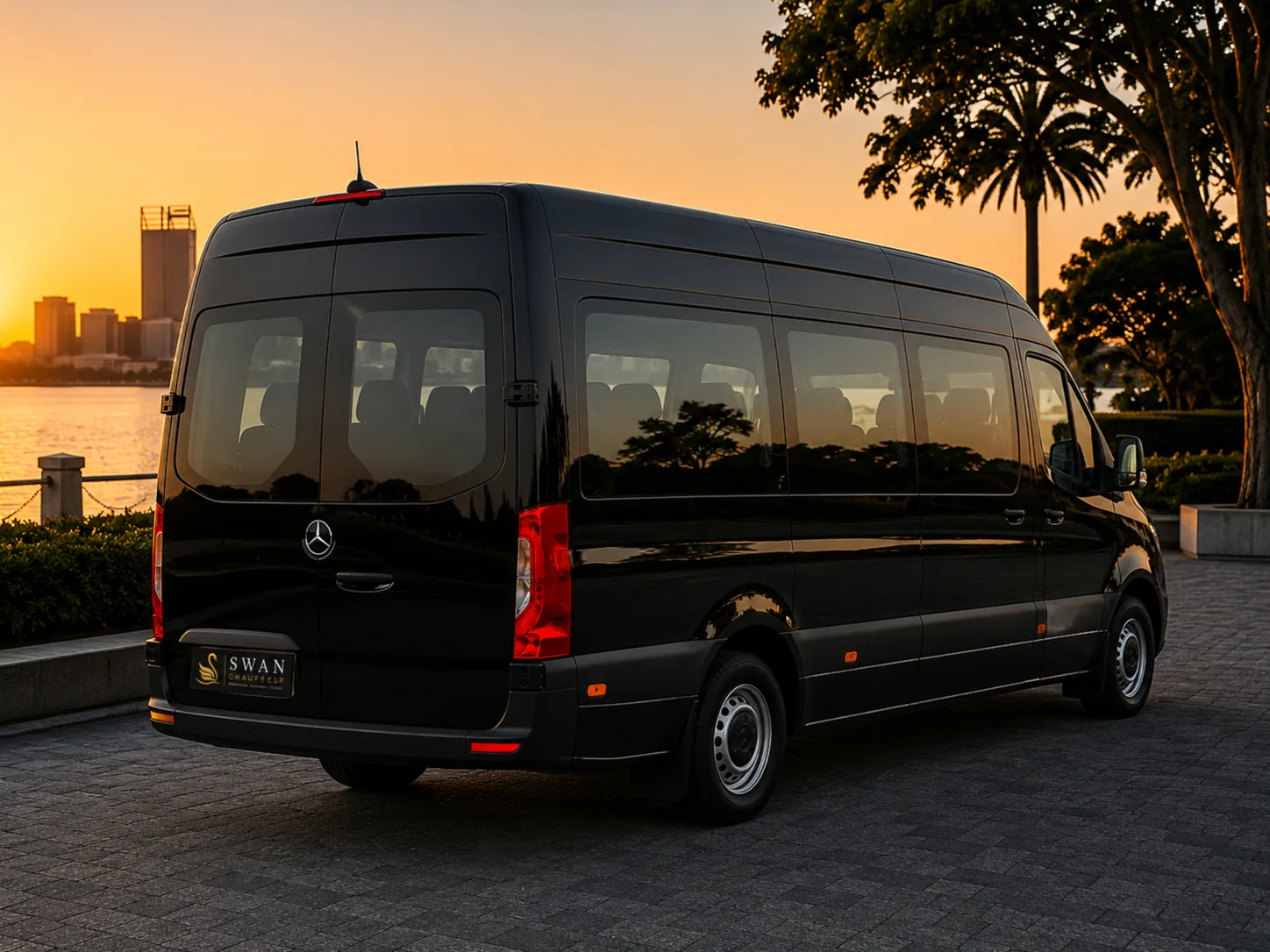 Mercedes-Benz Sprinter chauffeur car Perth, exterior view