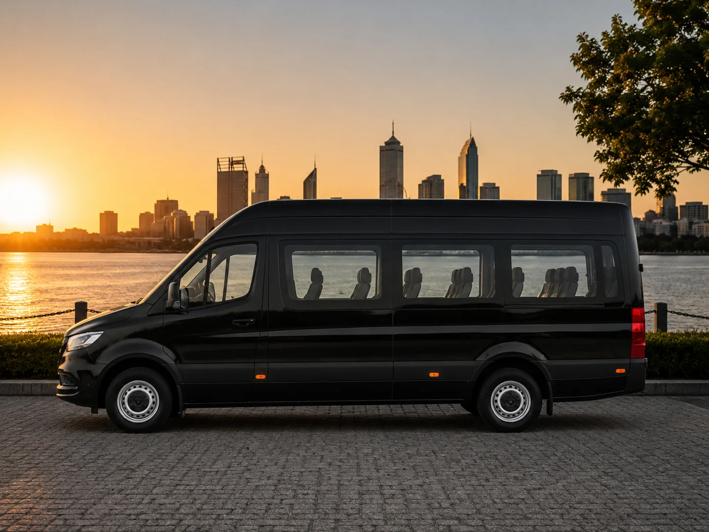 Mercedes-Benz Sprinter chauffeur car Perth, exterior view