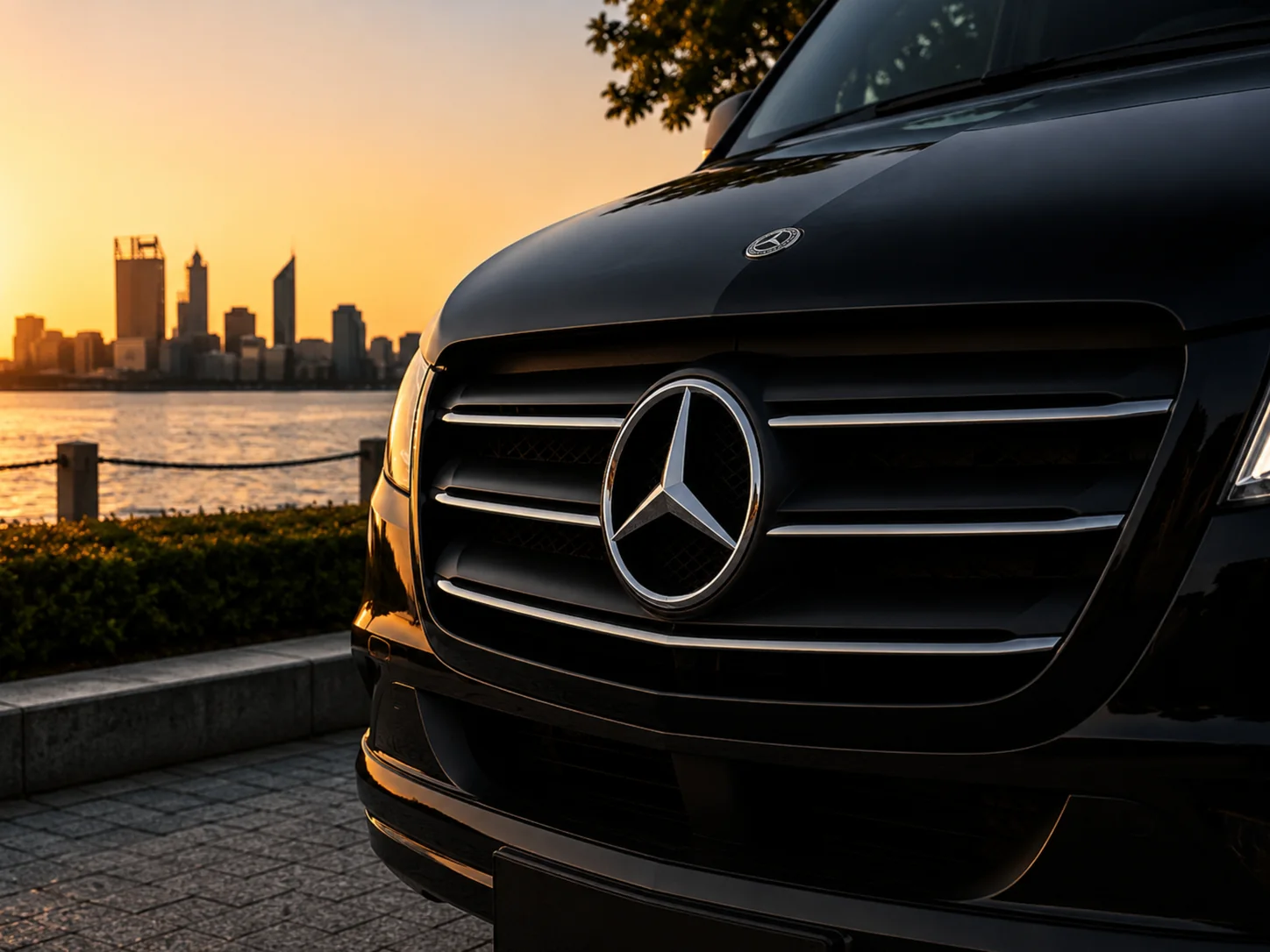 Mercedes-Benz Sprinter chauffeur car Perth, exterior view